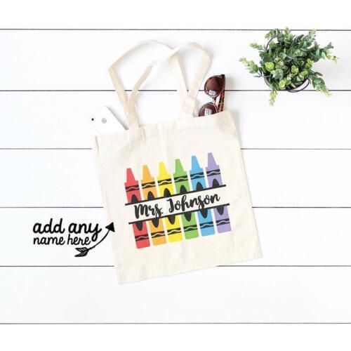 Personalized customize Teacher student Name Tote Bag back to school graduation birthday Teachers' Day Classmate Christmas Gift