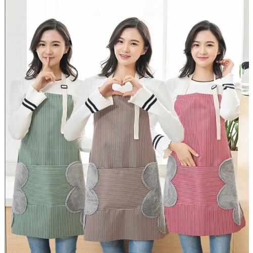Striped Apron Can Wipe Hands Anti-Fouling Waterproof And Oil-Proof Ladies Halter Neck Waist Adjustable Kitchen Apron