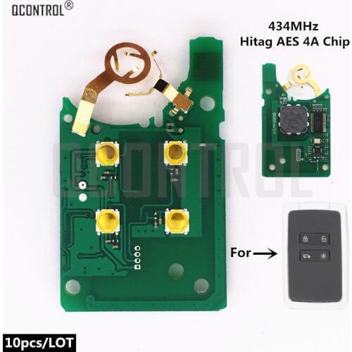 QCONTROL Car Remote Control Smart Key fob Electronic Circuit Board for Renault megane 4 Keyless 434mhz Hitag AES 4A chip