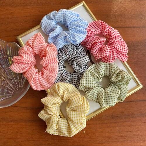 Classic Women Plaid Hair Scrunchies Vintage Wild Hair Ring Elastic Rubber Band Girls Fashion Ponytail Scrunchie Hair Accessories