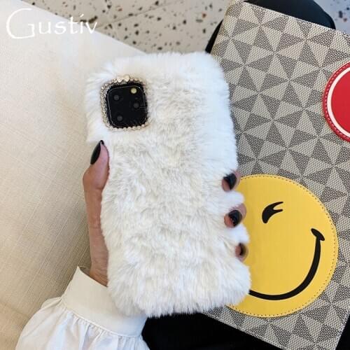 Luxury Solid Color Phone Case For Huawei Honor X10 7X 8X Max 9X V8 V9 V10 V20 V30 Play 3 3e 4 4t Pro Lite Fluffy Plush Warm Cove