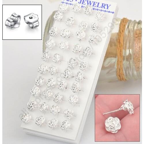80PCS Fine Nice Woman Stud Earrings Pure 925 Sterling Silver Exquisite Flower high quality fashion classic jewelry
