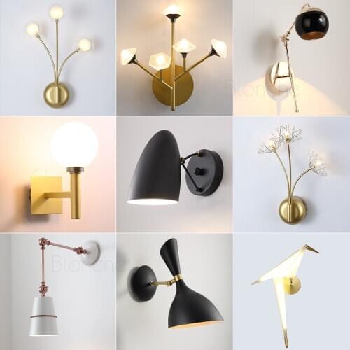 Modern Led Wall Lamps Creative Bedside Sconces Indoor Decor Lighting Loft Luminaire Bedroom Wall Lights Nordic Simple Fixtures