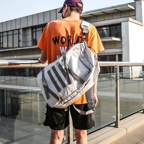 Student backpack men travel backpack street fashion trend shoulder bag sports PUBG campus Three-level package