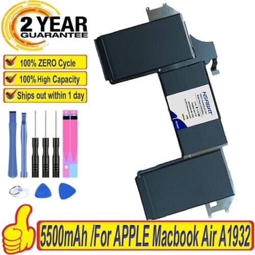 Top Brand 100% New 5500mAh A1965 Laptop Battery for Apple Macbook Air Retina A1932 2018 2019 year Batteries + free tools