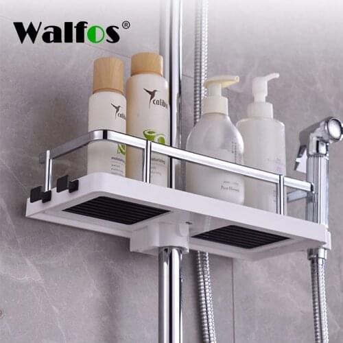 Walfos Holder Rack Organizer Bathroom Shelf Shampoo Tray Stand No Drilling Floating Shelf For Wall Household Item