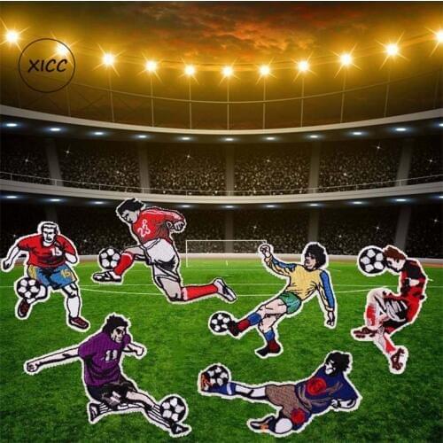 XICC 2020 Embroidery World Cup Embroidery Iron On Patches Football Sportsman Badge Sticker Applique On Clothes Jeans Bags DIY