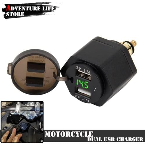 Motorcycle 4.2A LED Digital Display Dual USB Charger 5V European Socket For BMW R1200GS R1250GS F800GS F700GS R1200RT R1200RS