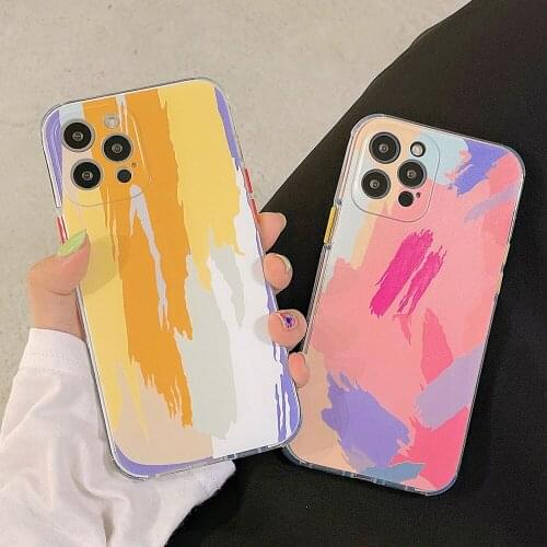Lens Protection Oil painting Graffiti Shockproof Phone Cases For iPhone 11 12 Pro Max Xs X Xr 7 8 Plus SE 20 Soft Silicone Cover