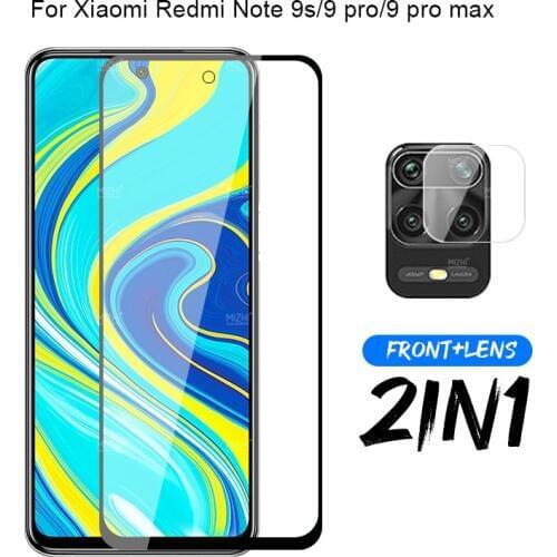 2in1 protective glass for xiaomi redmi note 9s 9 pro max camera screen protector on xiomi xaomi xiami note9s not 9 s film 6.67