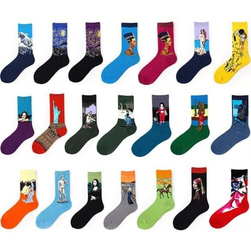Women Cotton Starry Night World Famous Van Gogh Art Abstract Oil Painting Socks Unisex Funny Novelty Cool Party Sokken Femme