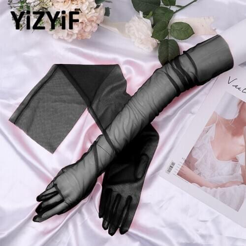 Women Sheer Tulle Gloves Gloves Photo Shooting Accessory Halloween Gloves DIY Nail Gloves Full Finger Long Gloves Mittens