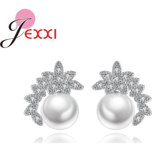 Hot New Arrivals Fashion Personality 925 Sterling Silver Simulated Pearl Stud Earrings For Women Fascinating Jewelry Lower Price