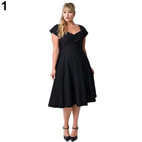 Womens Vintage Sexy Ruched High Waist Solid Color Cocktail Party Flared Dress Women Dress Plus Size Slim Bodycon Dress Elegant