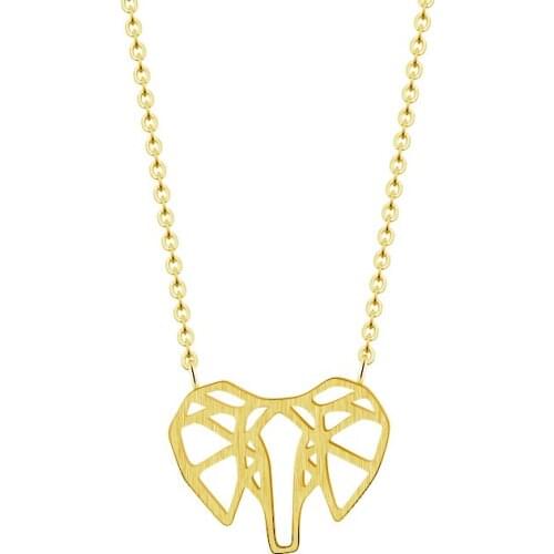 Gold Charm Lucky Origami Elephant Pendants Necklaces For Women Boho Jewelry Stainless Steel Chocker Necklace Friendship Gifts