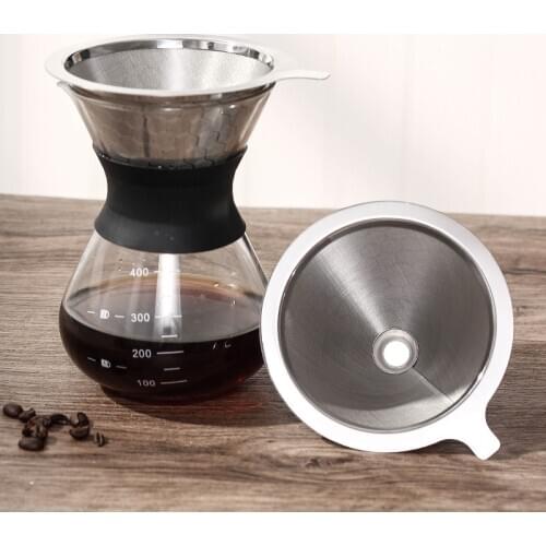 1Pcs Double Funnel S/M/L Coffee Filter Silver Kitchen Accessories 250 Mesh Stainless Steel Filter Screen Coffeeware
