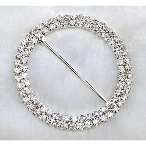 10pcs 50mm Round Shaped Rhinestone Clear Crystal Buckle Silver Plated Wedding Invitation Silver Plated Scrapbooking Napkin Ring