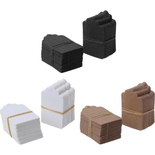 100Pcs Brown Kraft String Blanks Wedding Favour Price Label Paper Pricing Tags
