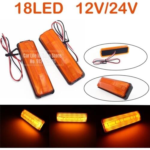 2PCS Car Turn Signal Brake Rear Warning Tail Light 18 LED Truck Lorry Trailer Side Marker Indicators Lamp 24V 12V