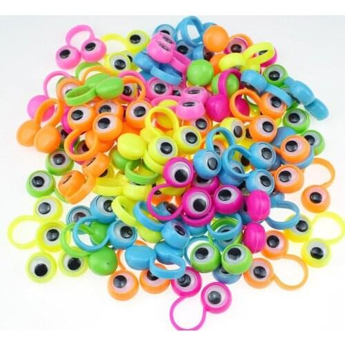 24 Pieces Eye Finger Puppets Plastic Rings with Wiggle Eyes toy Favors for Kids Assorted Colors Gift Toys Pinata Fillers