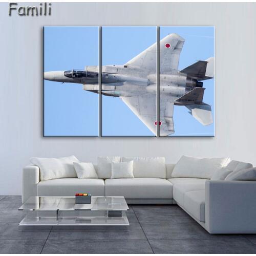 3 Panel Painting Fighter Airplane Aircraft Model Wall Art Canvas Prints Modern Artwork Wall Pictures for Living Room Unframed