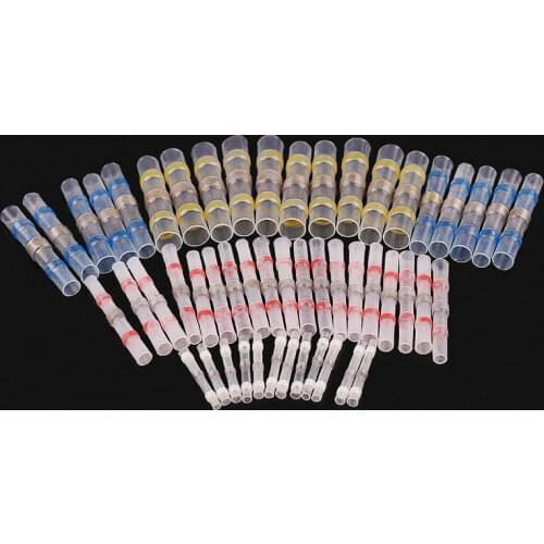 4Sizes Waterproof Electrical Wire Cable Terminal Insulated Solder Seal Heat Shrink Butt Connector Soldere Sleeve Connector 100X