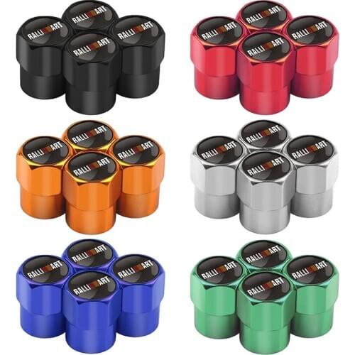 4Pcs Car Styling Tire Valve Stem Caps For Ralliart Logo For Mitsubishi Lancer ASX Outlander Pajero Carisma L200 Galant EVO Colt