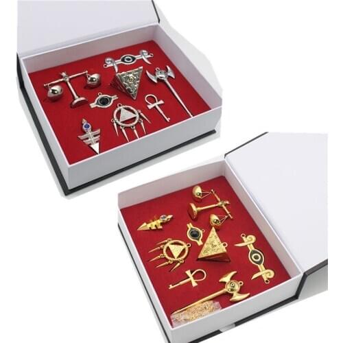 8 pcs/box Yu Gi Oh necklace keychains animie Yu-Gi-Oh! Millenium emperors cosplay key Triangle logo alloy pendant free shipping