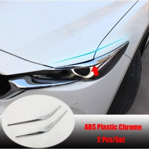 ABS Plastic Car Front Light Headlamps Eyebrow Cover Trim Sticker Car Styling For Mazda CX-5 2017 2018 2019 2020 Accessories 2pcs