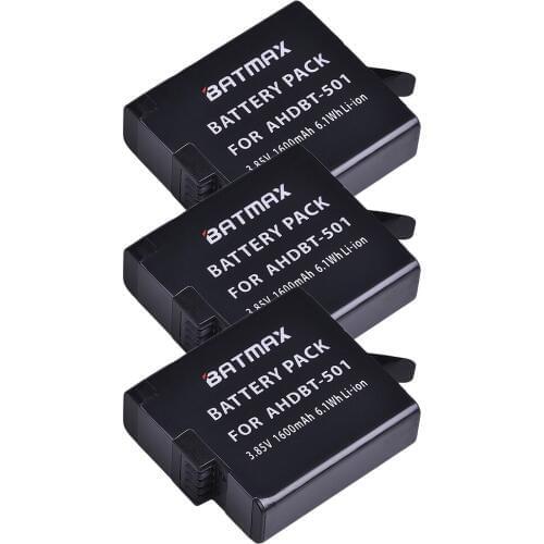 Batmax 3pcs Battery for Gopro Hero 5 Gopro 8 AHDBT-501 Battery akku for Gopro 6 New Gopro 7 sports action camera