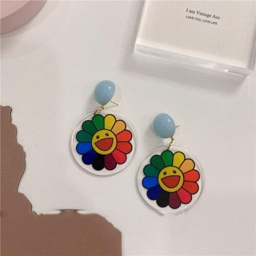 Acrylic Colorful Fruit Fower Smiley Earring Women Summer Earrings