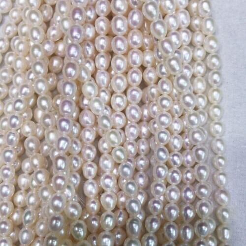 Free shipping,16 inch AAAA high luster 7.3-10 mm rice pearl ,100% nature freshwater pearl material ,without nuclear
