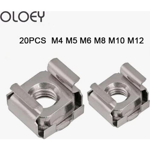 Free shipping 20pcs M4 M5 M6 M8 M10 M12 304 Stainless Steel Quartet Floating Nut Cassette Elastic Enclosure Card Cage Nuts