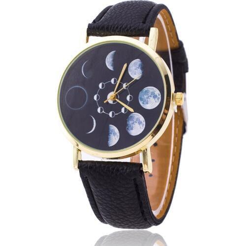 Cay Moon Phase Watch Astronomy Space Fashion Women Quartz Watches Casual Leather Wrist Watch Relogio Feminino