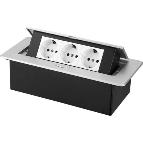 CXFG EU Standard Desktop Socket 3 Way Power Socket 45 Model Office Kitchen Cabinet Aluminum Panel Socket Hidden Socket