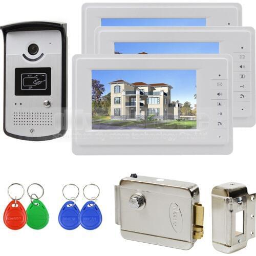 DIYSECUR 7 inch Video Door Phone Entry System 700TVL Camera Monitor RFID Keyfob Unlock 1V3