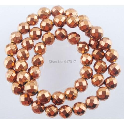 Ancient Copper Hematite Non Magnetic Round Faceted 8mm Loose Beads Spacer Jewelry Making TL3134