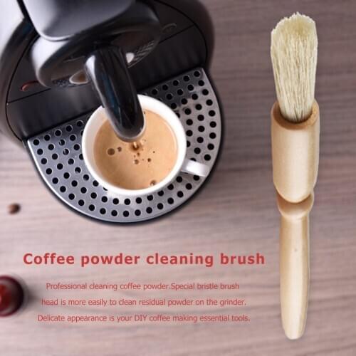 Espresso Machine Coffee Cleaning Brush Wood Handle Natural Bristle Kitchen Supplies Accessorie