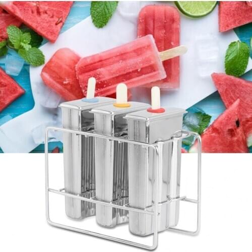 Stainless Steel Ice Cream Mold DIY with Cleaning Brush Kit Kitchen Tool Homemade Lolly Popsicle Maker