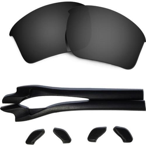 HKUCO For Oakley Half Jacket 2.0 XL Black Polarized Replacement Lenses And Black Earsocks Rubber Kit