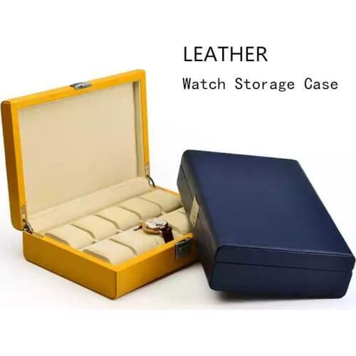 Leather Luxury Watch Boxes Case New Blue Watch Storage Organizer Men Mechancal Watch Display Gift Case Jewelry Collection W070