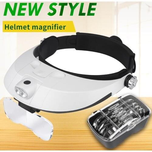 Helmet Mounted Head Mounted Magnifier With LED Lamp Reading Newspaper clock Maintenance Magnifier For The Elderly