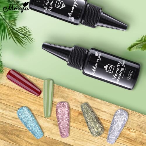 Monja 25ml Nail Glitter Powder Blending Glue Varnish Mixing UV Gel Variety of Sequins Nail Art Polish Manicure Decoration Tool