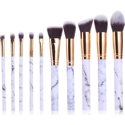 10pcs Marbling Makeup Brushes Set Powder Foundation Eyeshadow Cosmetic Tool