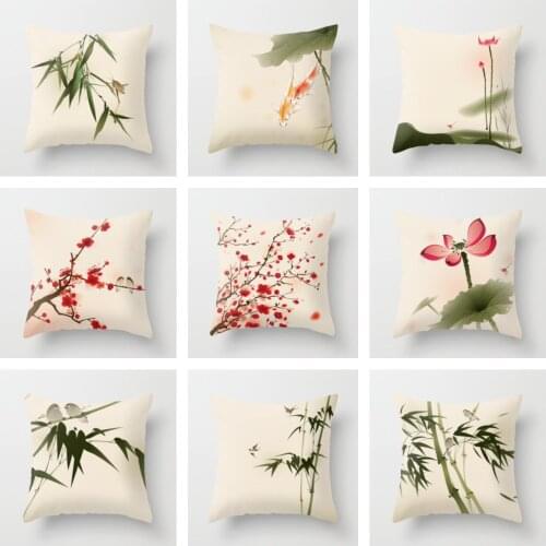 Ink Painting Pillow Cover 20x20in 24 X24in/50x50cm 60 X60cm Oil Painting Cushion Cover Living Room Sofa Office Throw Pillowcase