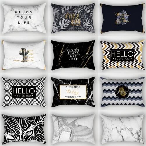 NEW 30X50CM Nordic Gold Black Marble Texture Waist Pillowcase Hot Modern Simple Geometic Cushion Covers Sofa Couch Throw Pillows