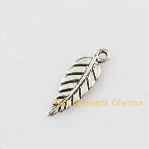 New 60Pcs Tibetan Silver Color Tiny Leaf Charms Pendants 6.5x19mm