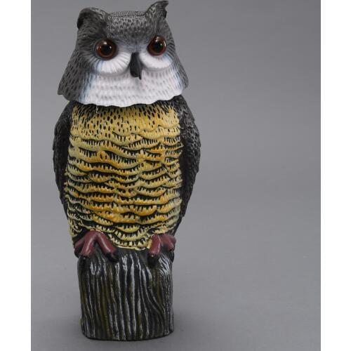 ZILIN Rotating Head Owl Decoy Scarecrow Garden Defence Plastic Owl Decoy 17*17*38cm