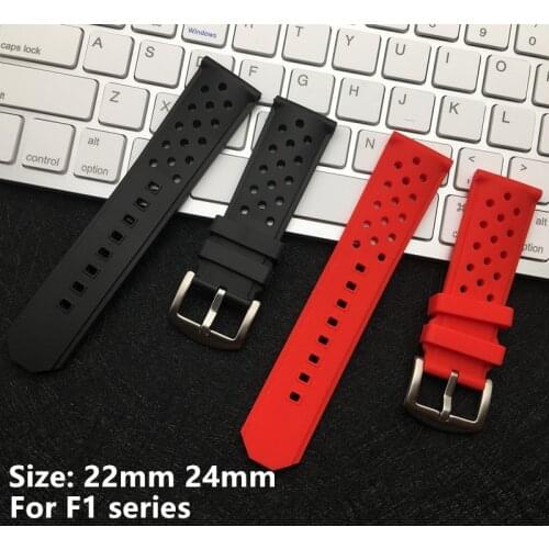 Common using 22mm 24mm soft nature rubber watchband Silicone Watch Band for TAG strap for Heuer Belts F1 series Mens Bracelets