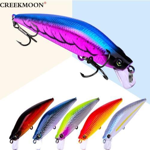 1pc 8.1cm/8g Minnow Fishing Lure 3D Eyes Crank bait Wobbler Artificial Plastic Topwater Floating Lures Hard Bait 2 Fish Hooks